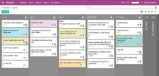 Odoo Kanban board