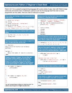 Cover image for Python 3.7 for beginners cheat sheet