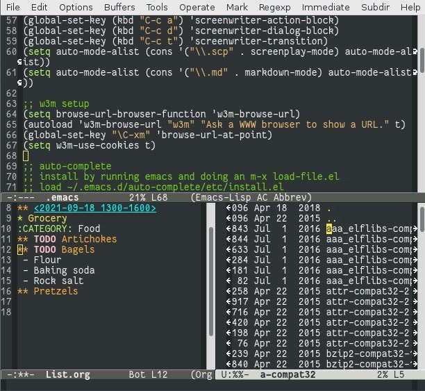 Emacs screenshot