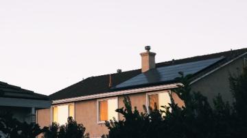 Solar power panel on a home's roof