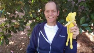 Doug Cutting with his son's stuffed elephant, Hadoop