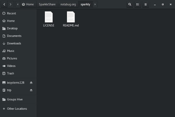 Sparkleshare file manager