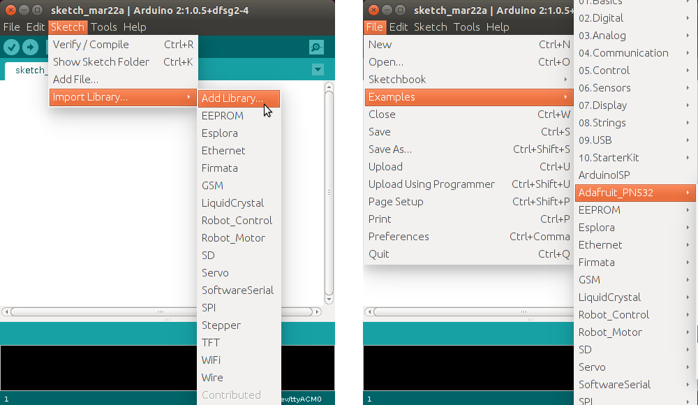 Importing Adafruit PN532 Library into Arduino IDE.