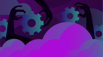 Gears above purple clouds