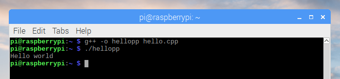 C++ hello world message