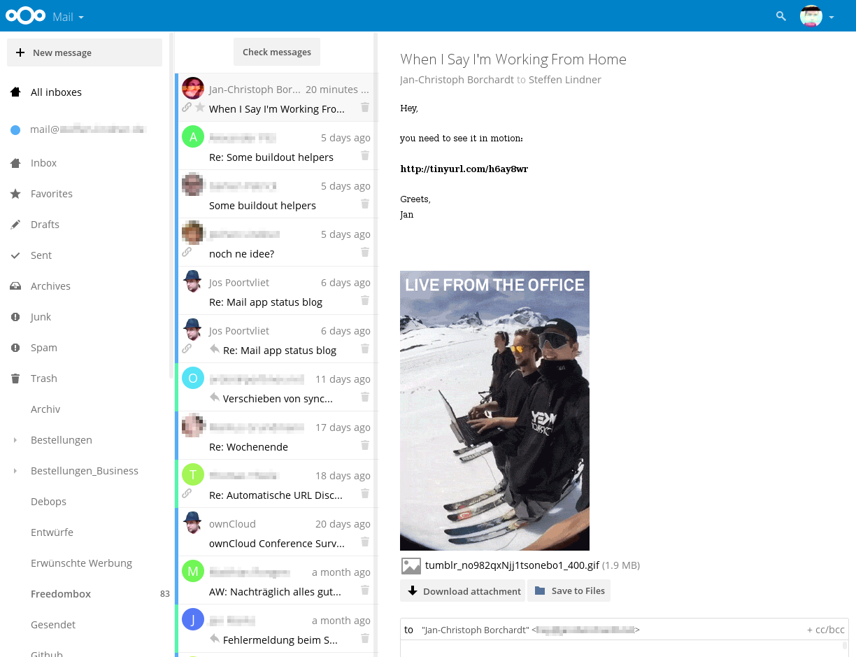 Nextcloud mail client