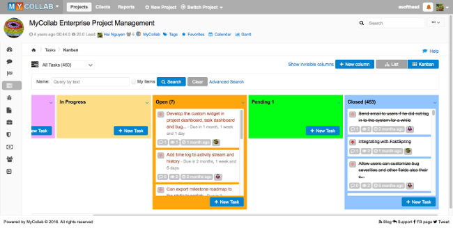 MyCollab Kanban board