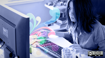 Woman sitting in front of her computer