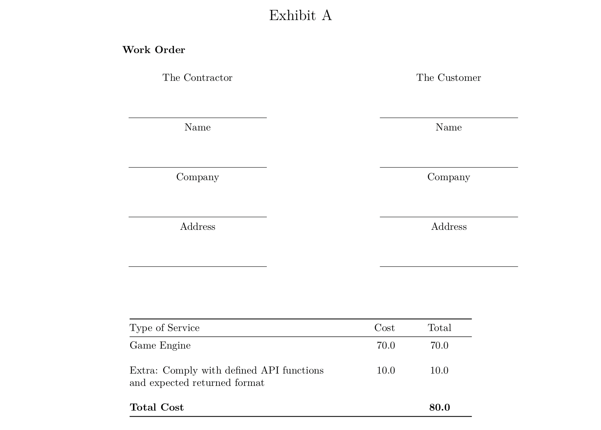 Example contract agreement