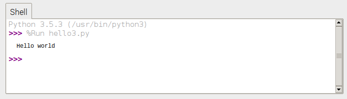 Python hello world screenshot