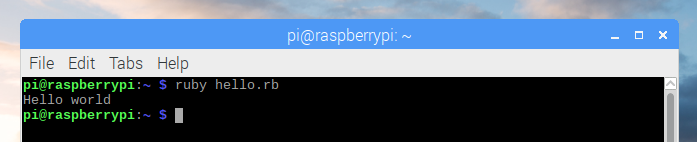 Ruby hello world message