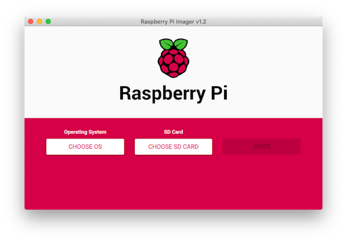 Raspberry Pi Imager home screen