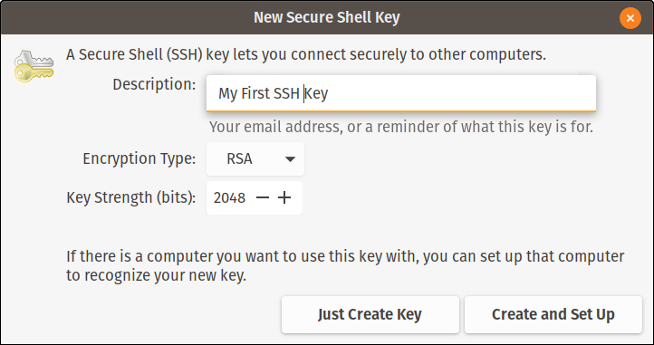 Creating a new SSH key