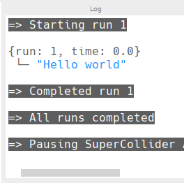 Sonic Pi hello world message