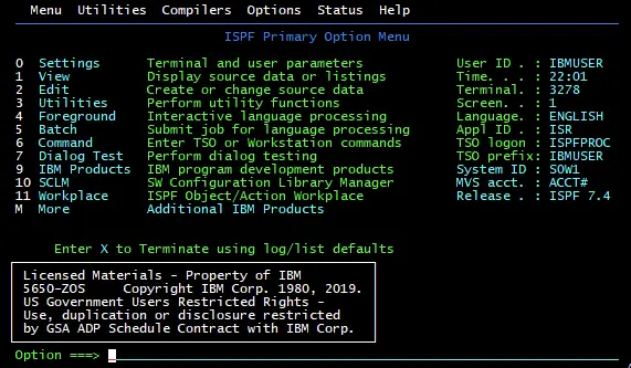 The ISPF interface.